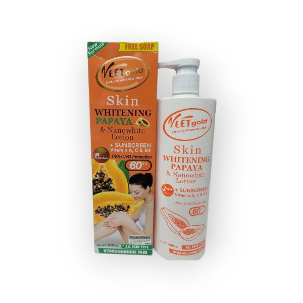 Veet Gold Skin Whitening Papaya Body Lotion SPF 60 With Free Soap