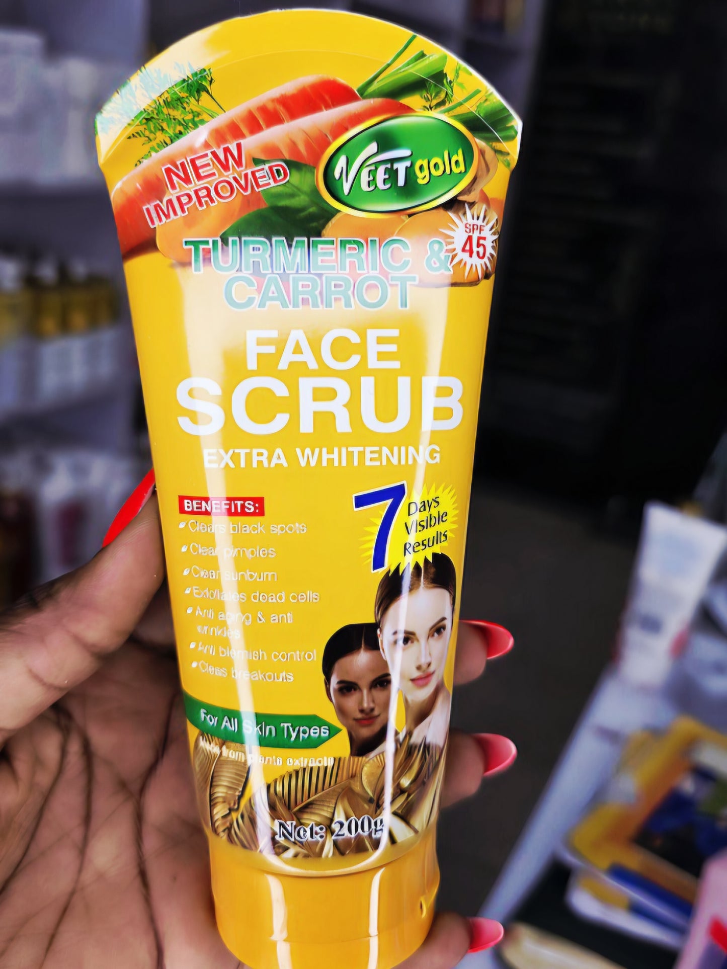 Veetgold Turmeric & Carrot Face Scrub Extra Whitening 7 Days Visible Result