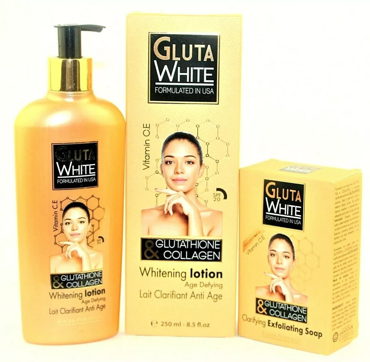 Gluta White Age Defying Lotion With Glutathione & Collagen 250ml and Soap