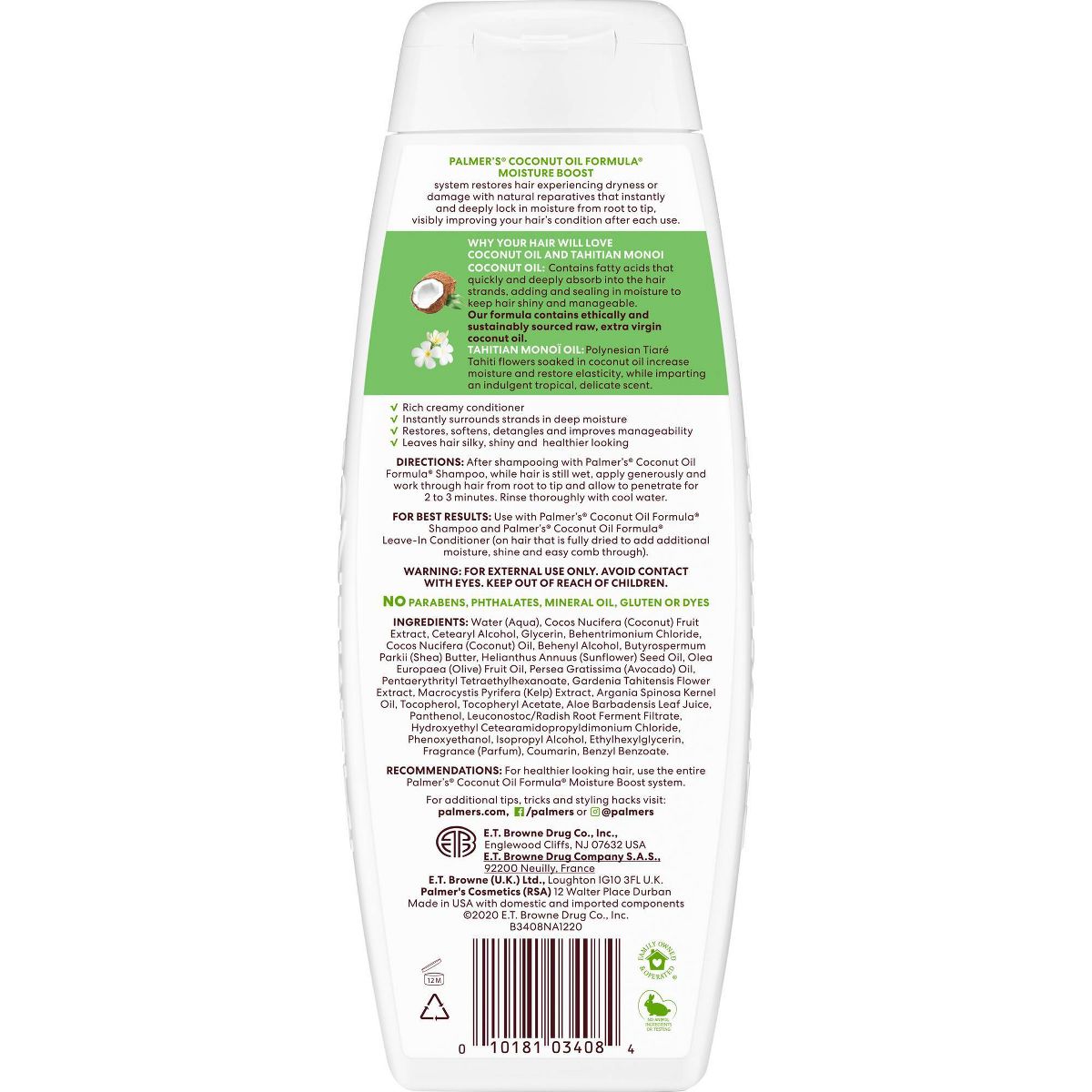 Palmer's
Coconut Oil Formula® with Vitamin E, Moisture Boost Shampoo, Dry, Damaged or Color Treated Hair, 13.5 fl oz (400 ml)