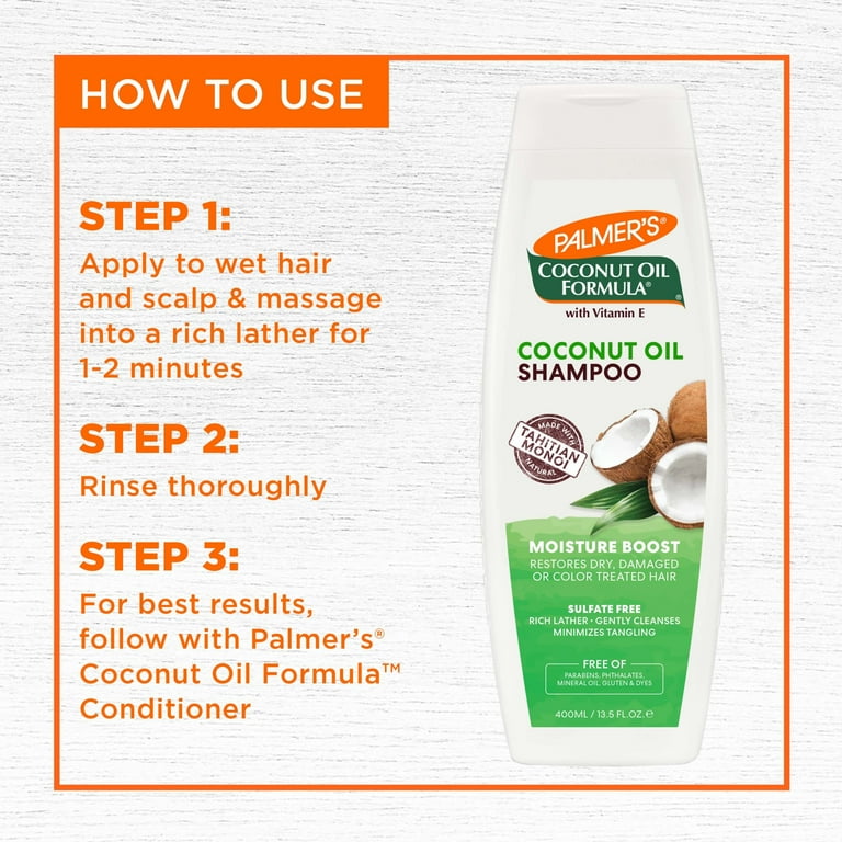 Palmer's
Coconut Oil Formula® with Vitamin E, Moisture Boost Shampoo, Dry, Damaged or Color Treated Hair, 13.5 fl oz (400 ml)