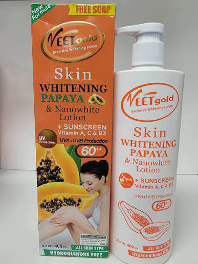 Veet Gold Skin Whitening Papaya Body Lotion SPF 60 With Free Soap